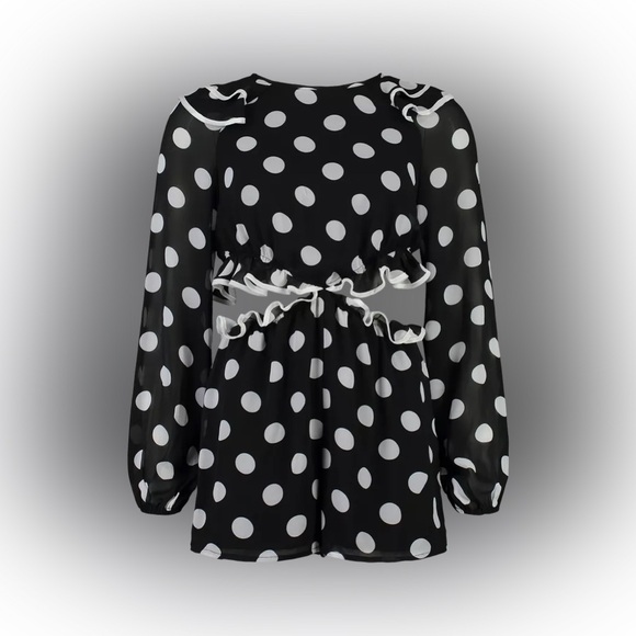 POLKA DOT CUT OUT RUFFLE ROMPER - Picture 2 of 4